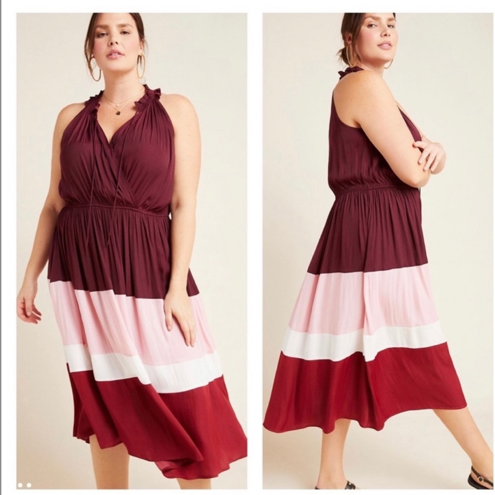 NWT Anthropologie Cobie Colorblocked Midi Dress size M